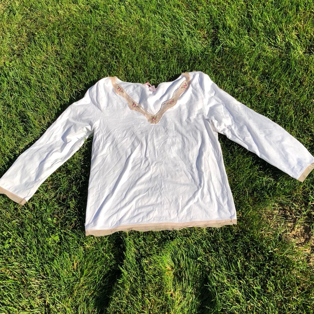 Floral Mesh Lined Long Sleeve Tee